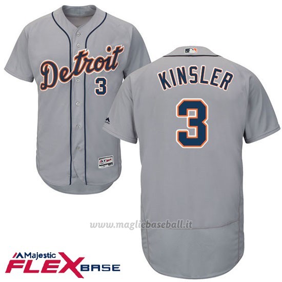 Maglia Baseball Uomo Detroit Tigers Ian Kinsler Grigio Flex Base Autentico Collezione